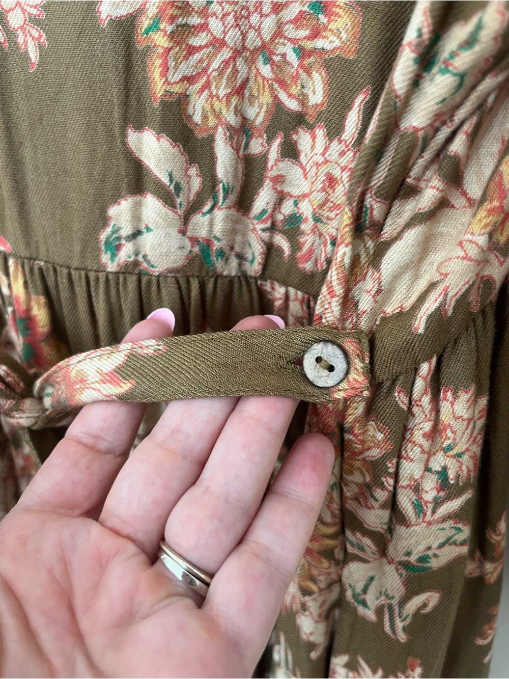 April Cornell Brown Floral Prairie Dress Cottagecore Boho Size S - Picture 11 of 13